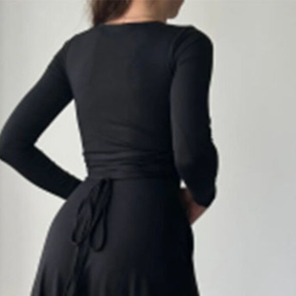 Full Size Tied Long Sleeve Bodycon Midi Dress Plus Size | New Evening Dress - Picture 6 of 10
